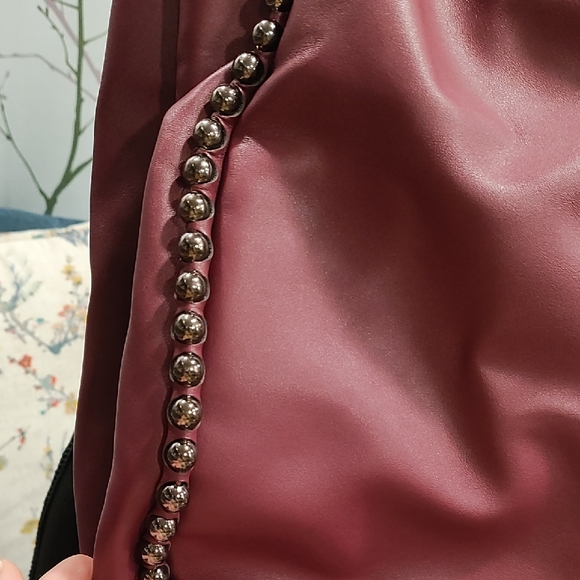 Carlos Santana Burgundy Studded Tote Bag - Picture 2 of 13